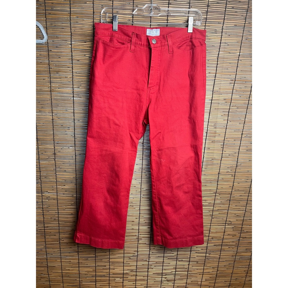 FDJ French Dressing Jeans Red Crop Wide Leg Pants Size 8 Natural Fit 202063R